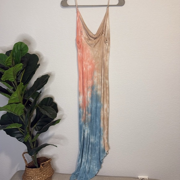 Hashtag Large drape neck asymmetrical tie dye slip dress - Picture 3 of 6